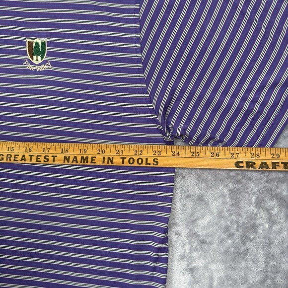 Pine Valley Polo Shirt Large Purple White Striped Gold Club Fairway & Greene - Picture 8 of 10